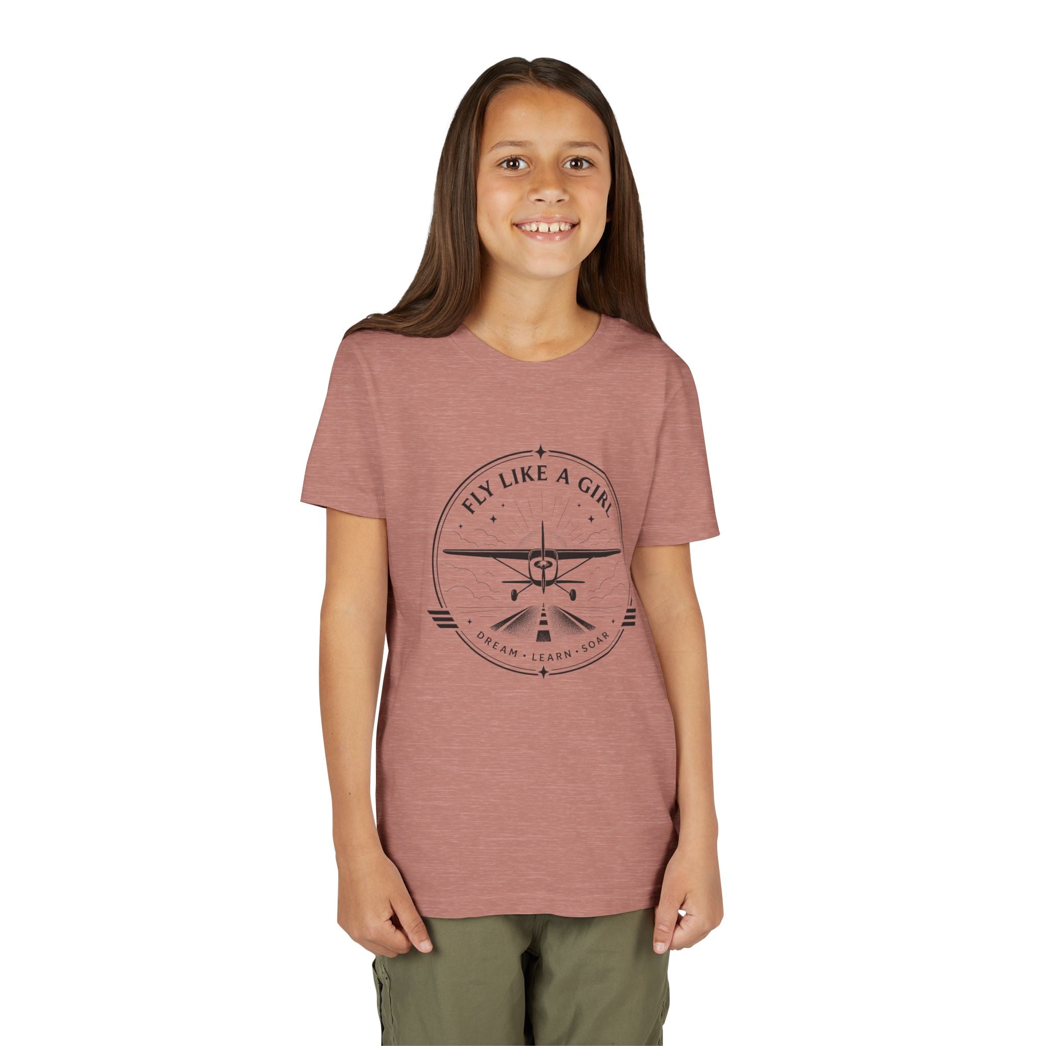 Fly Like a Girl Youth Tee | Airplane Shirt for Girls Who Dream Big