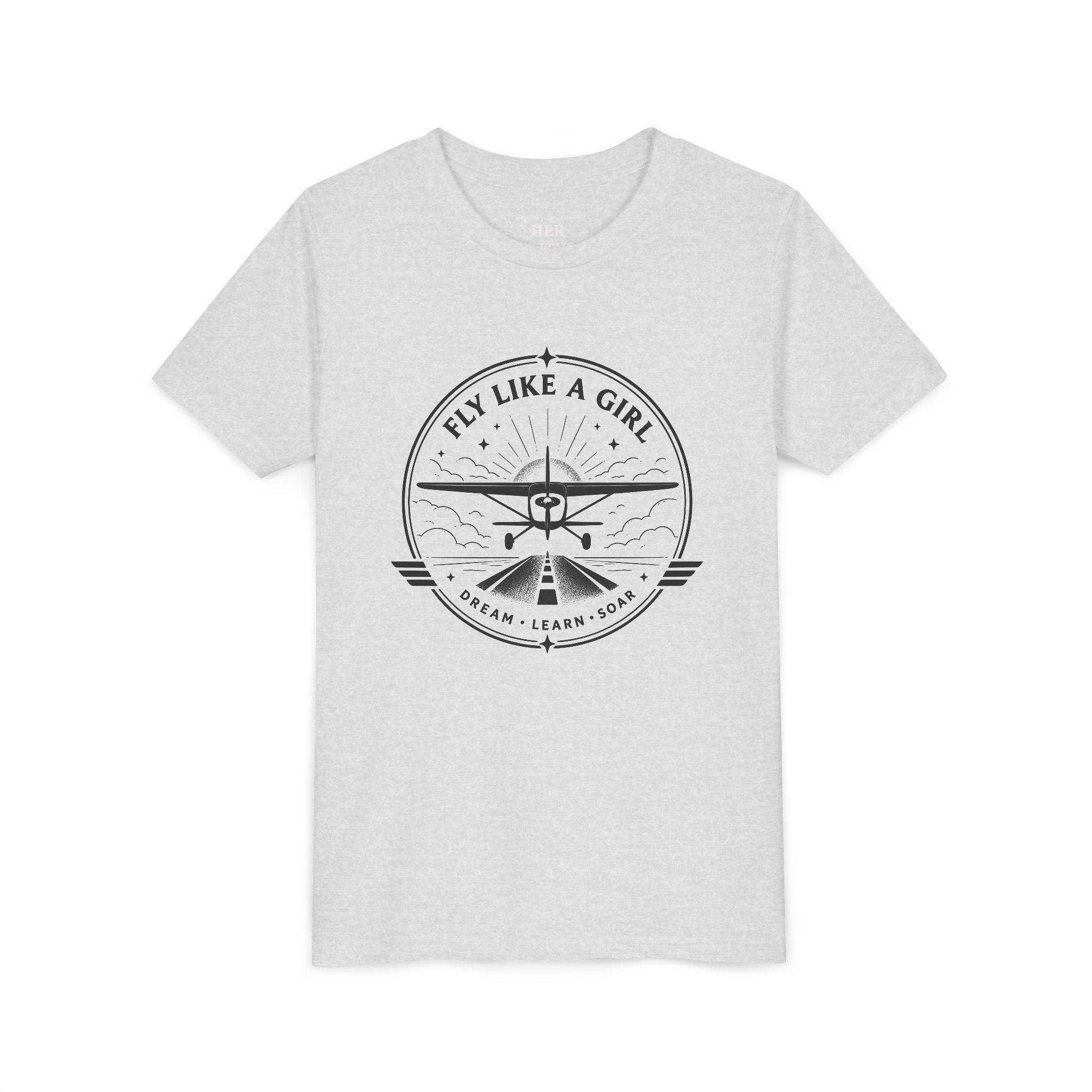 Fly Like a Girl Youth Tee | Airplane Shirt for Girls Who Dream Big