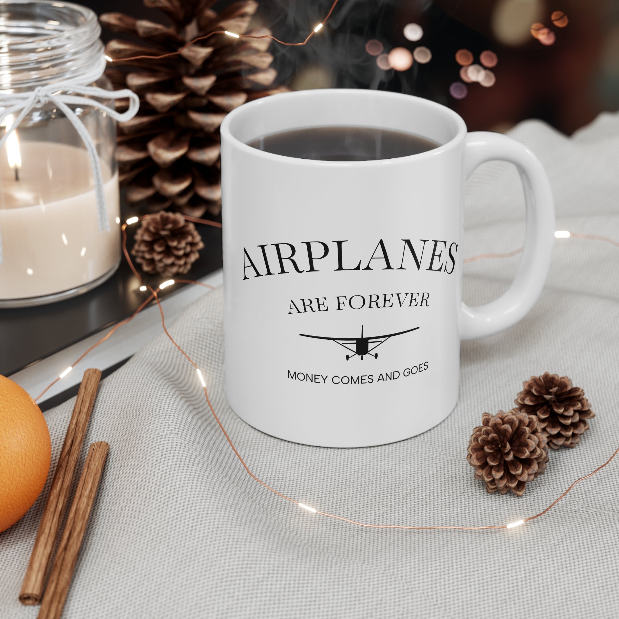 Aviation Mug - “Airplanes Are Forever” Vintage Plane Coffee Mug (11oz)