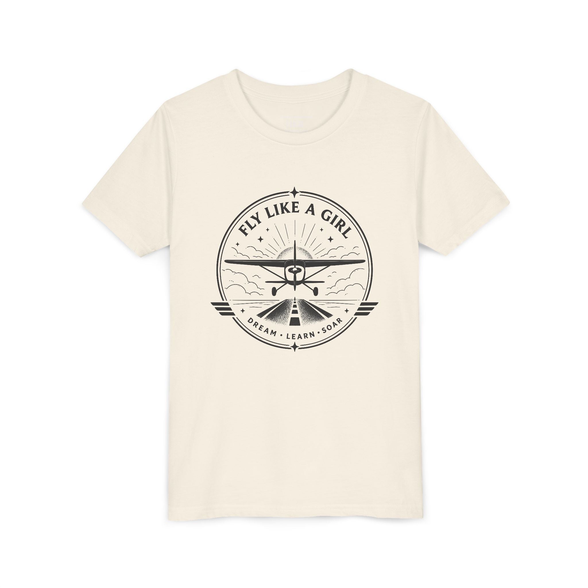 Fly Like a Girl Youth Tee | Airplane Shirt for Girls Who Dream Big