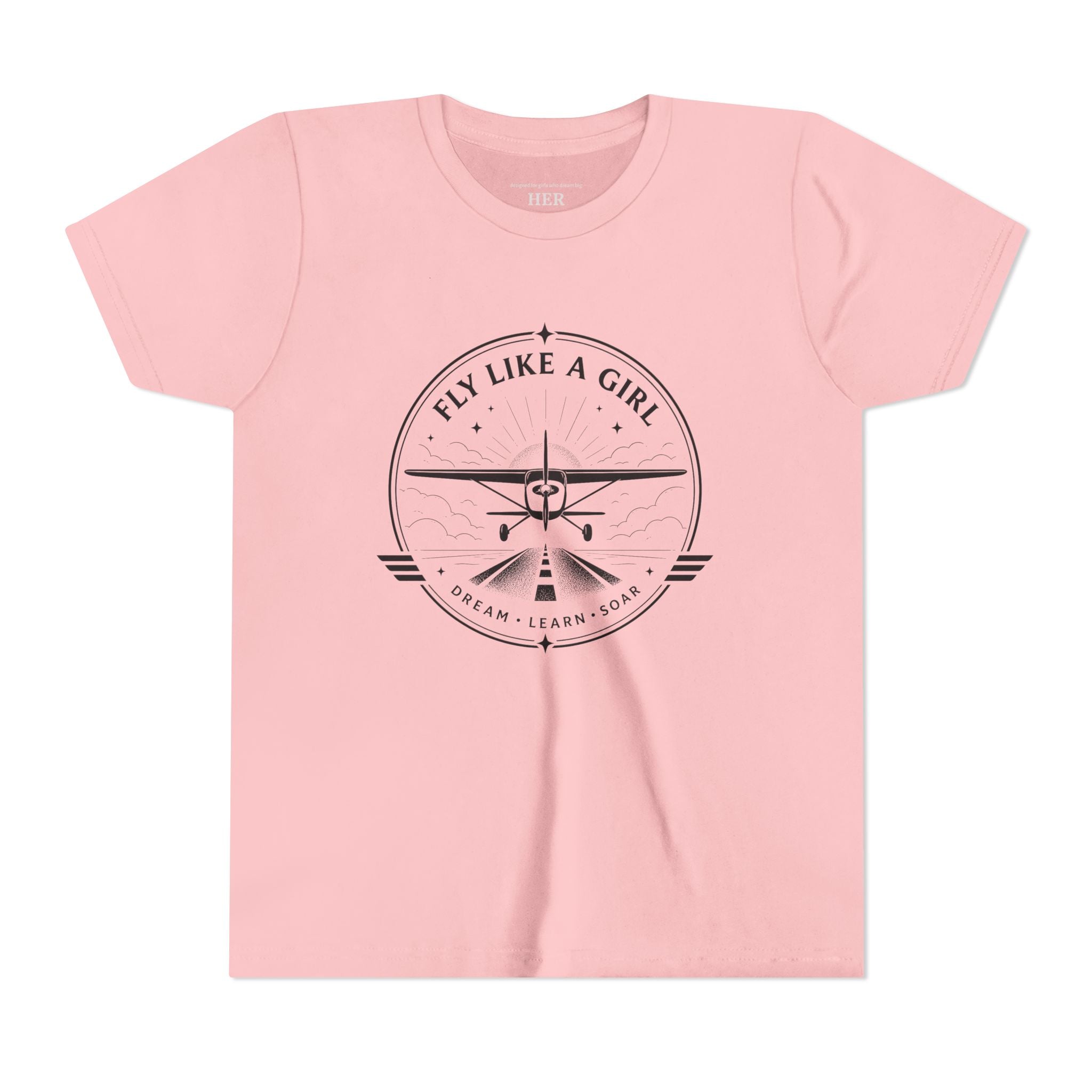 Fly Like a Girl Youth Tee | Airplane Shirt for Girls Who Dream Big