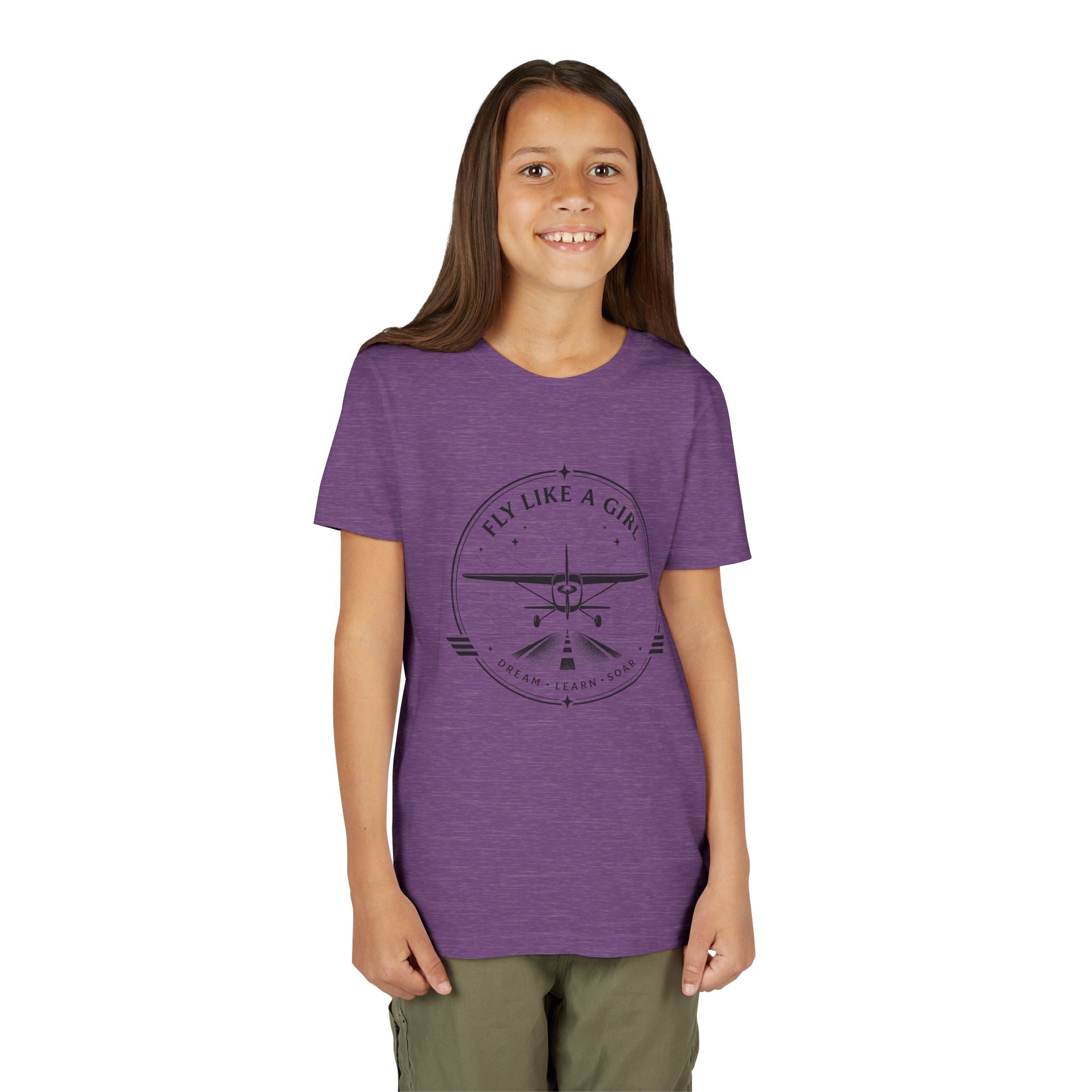 Fly Like a Girl Youth Tee | Airplane Shirt for Girls Who Dream Big