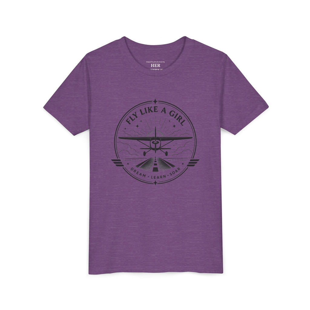 Fly Like a Girl Youth Tee | Airplane Shirt for Girls Who Dream Big