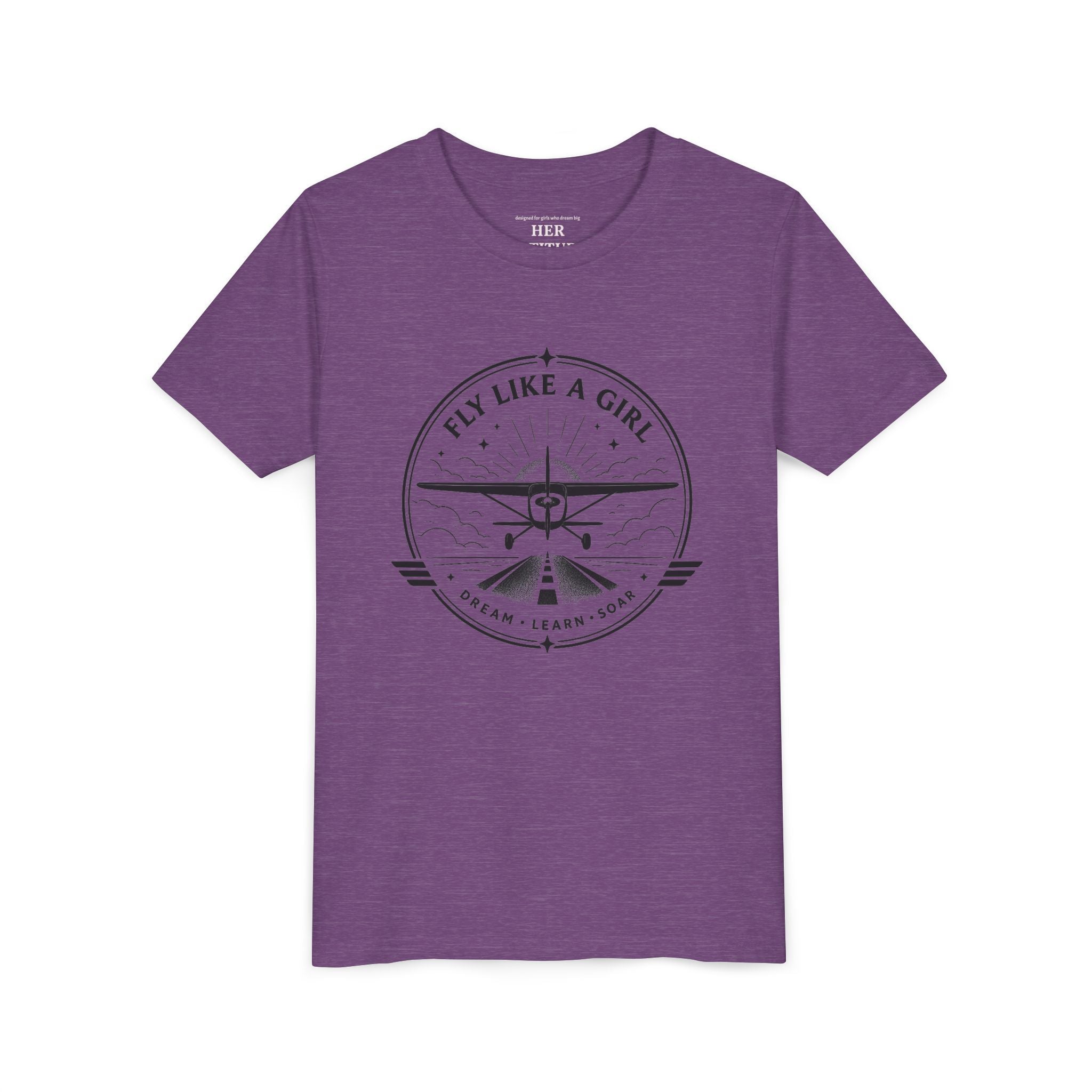 Fly Like a Girl Youth Tee | Airplane Shirt for Girls Who Dream Big