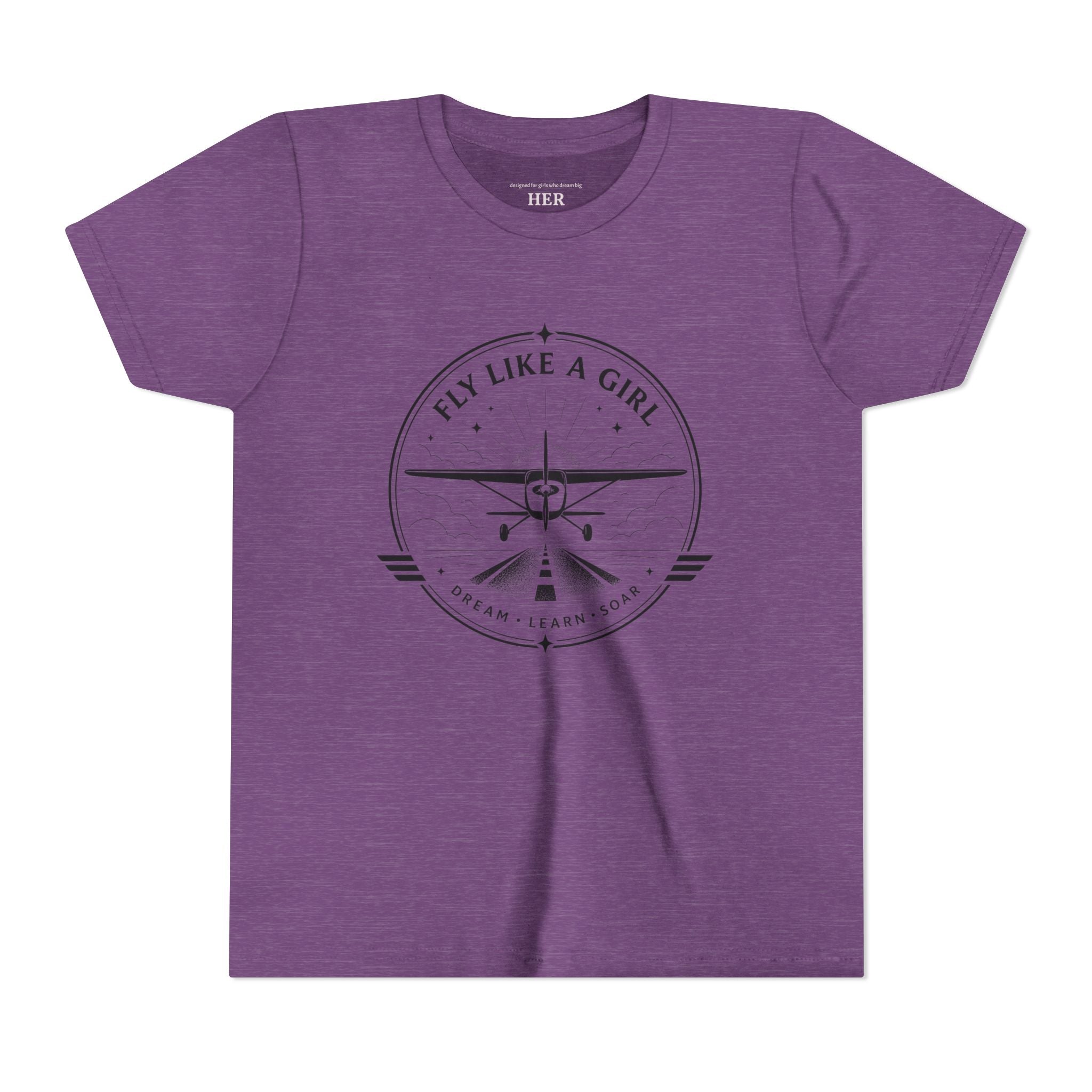 Fly Like a Girl Youth Tee | Airplane Shirt for Girls Who Dream Big