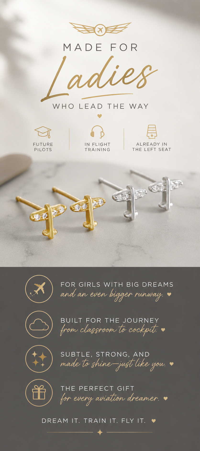 Tiny Stud Airplane Earrings