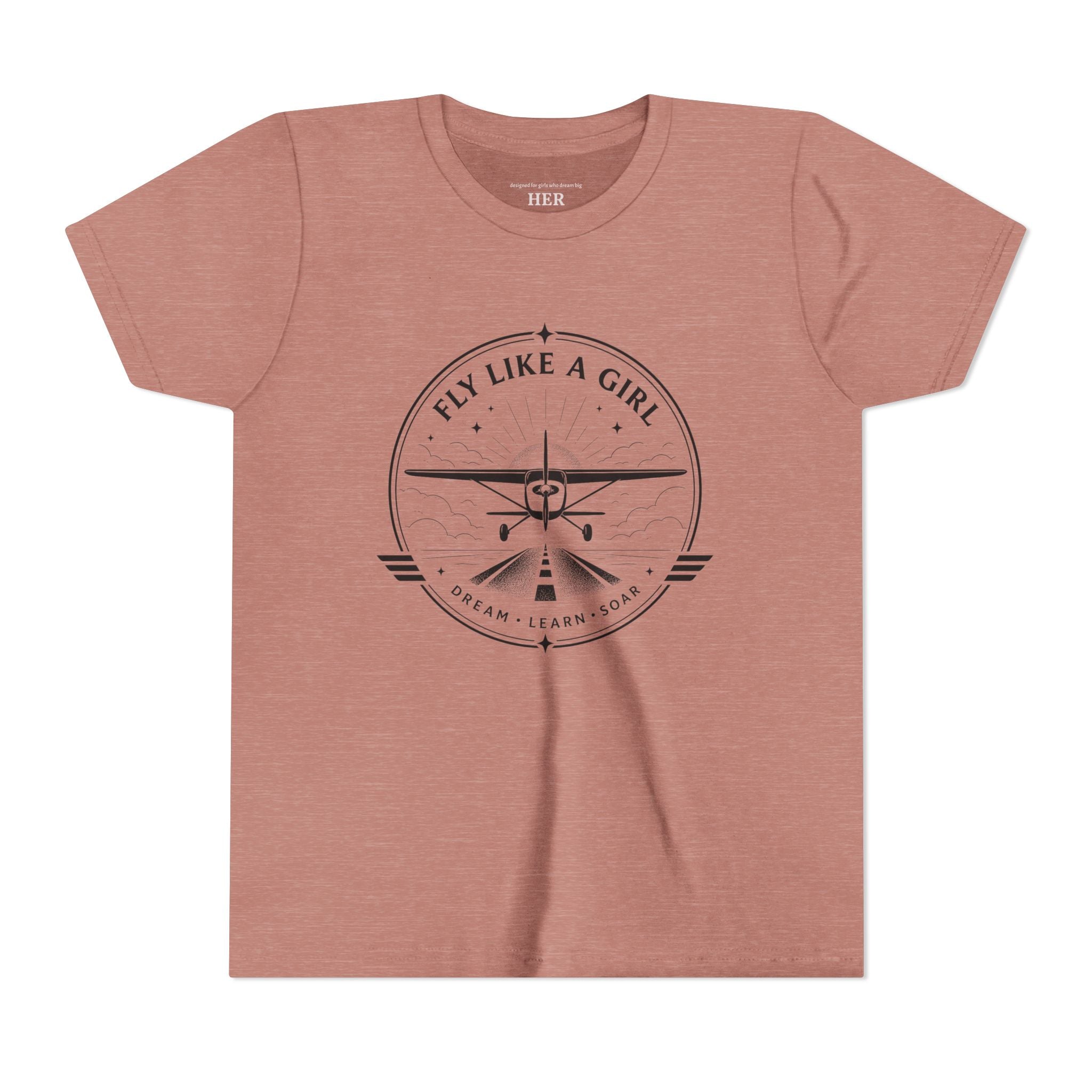 Fly Like a Girl Youth Tee | Airplane Shirt for Girls Who Dream Big
