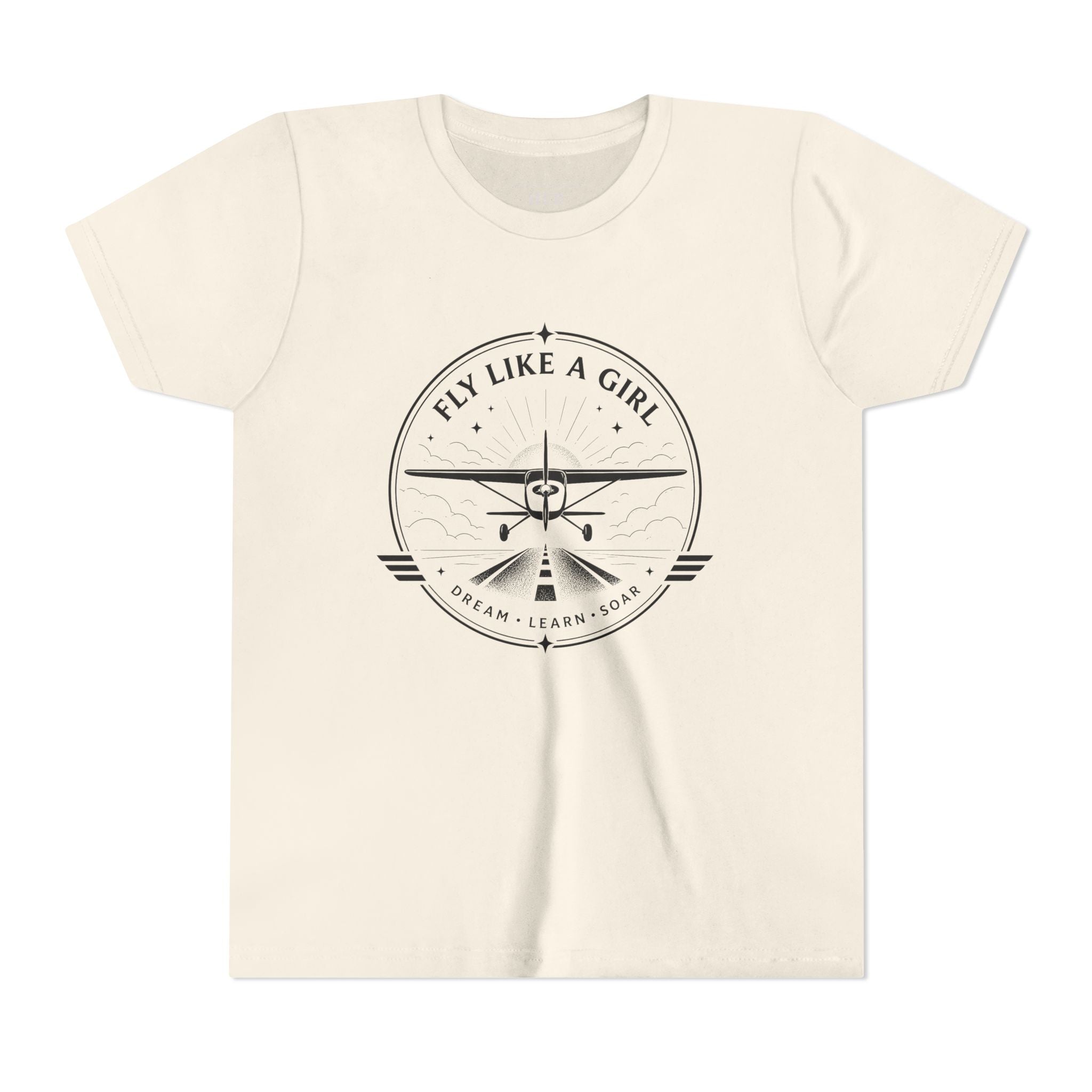 Fly Like a Girl Youth Tee | Airplane Shirt for Girls Who Dream Big